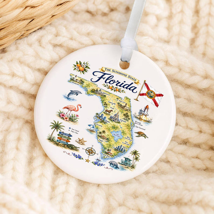 Florida State Map Landmark Ornament