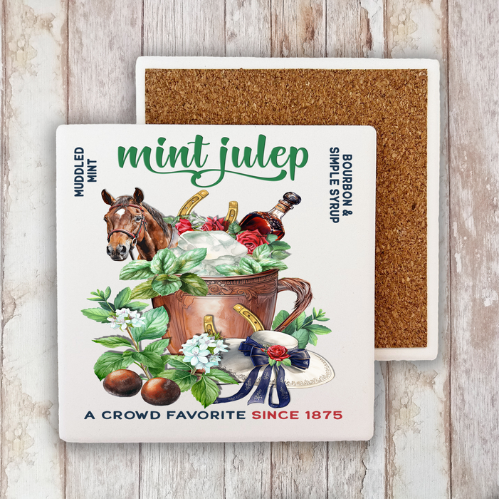 Derby Days Mint Julep Horses Stone Coaster