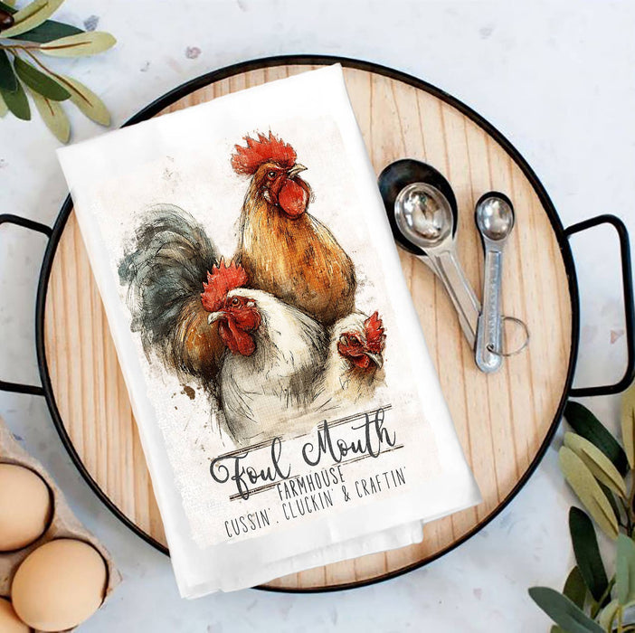 Chickens Foul Mouth Farmhouse Tea Towel