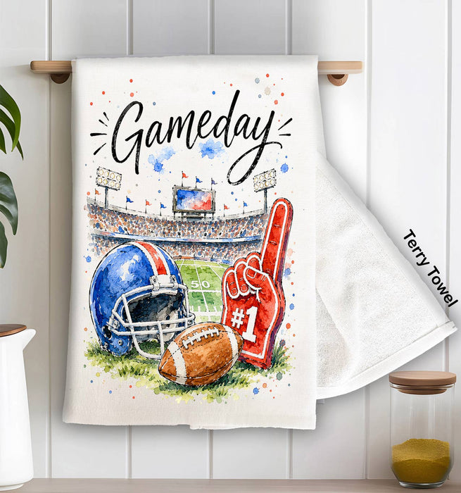 Gameday Football Royal Blue & Red Kitchen Terry Towel