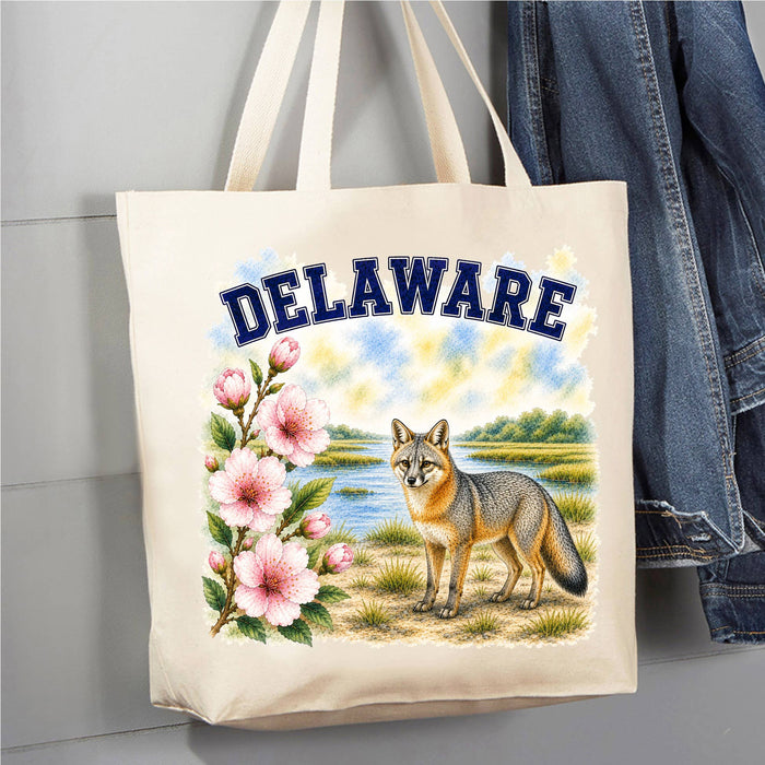 Delaware State Bird and Animal Canvas Tote Bag