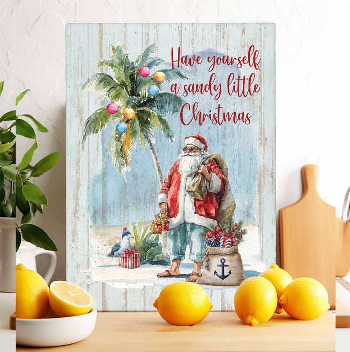 Have a Sandy Christmas Santa Beach Glass Cutting Board