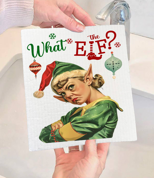 Christmas What the Elf Swedish Dishcloth