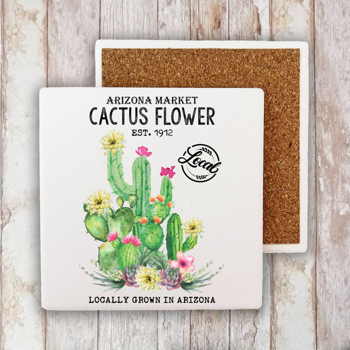 Arizona State Cactus Flower Souvenir Stone Coaster