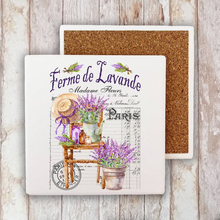 French Garden Lavender  Stone Coaster