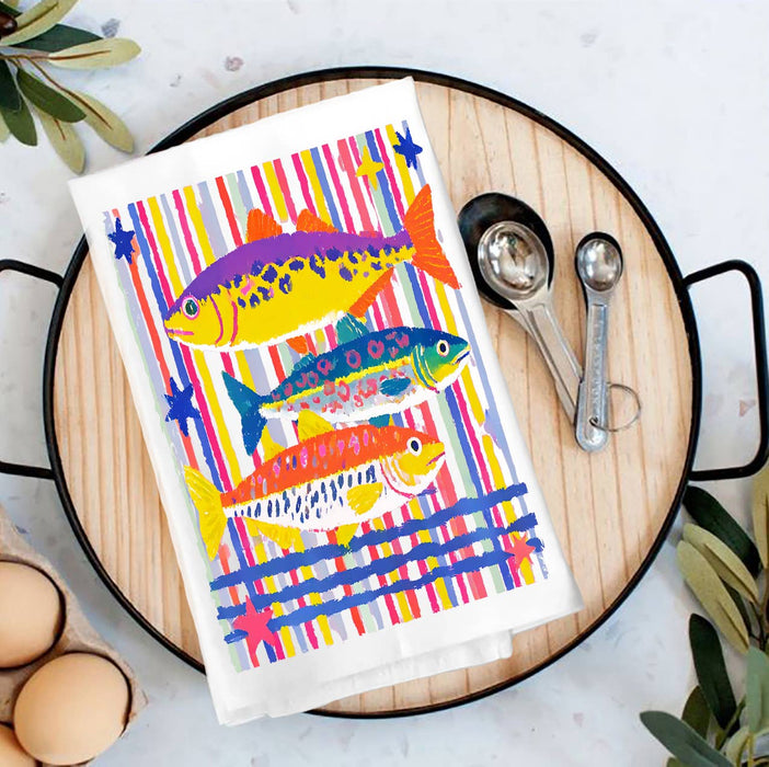 Coastal Colorful Fish Tea Towel
