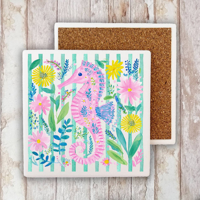 Coastal Sea Horse Ocean Stone Coaster