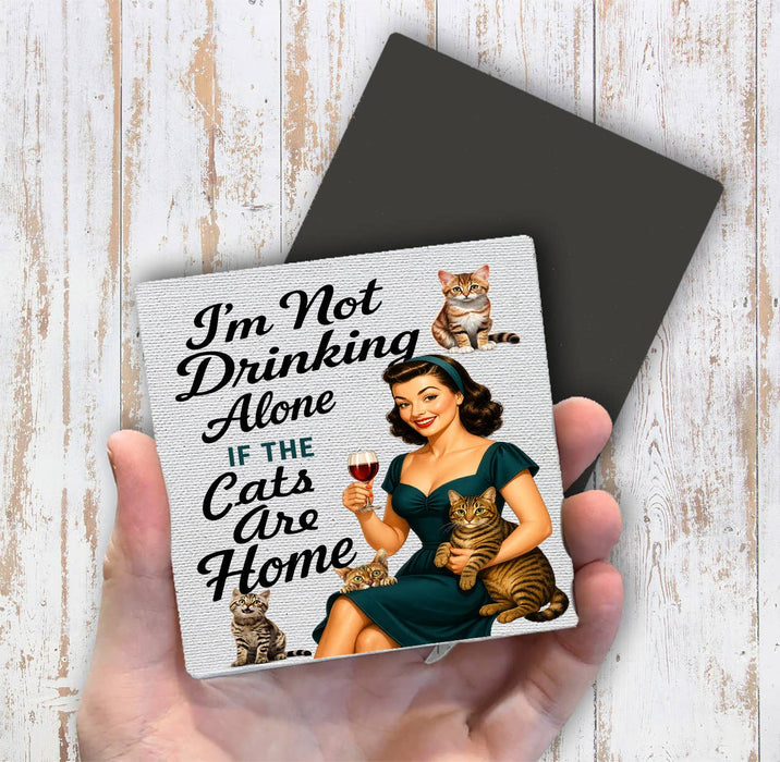 Retro Funny Drinking with Cats Magnet Fridge