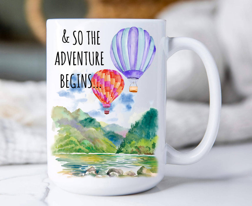 Hot Air Balloons The Adventure Begin 15 oz Coffee Mug