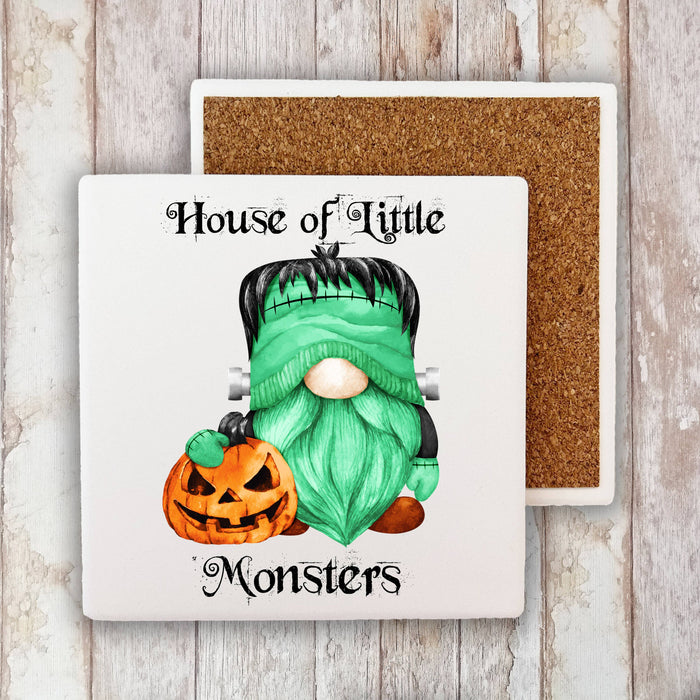 Gnome House of Monsters Halloween Stone Coaster