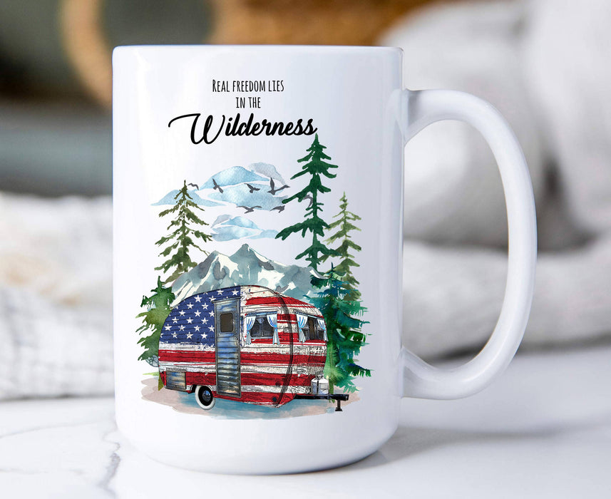 Real Freedom in Wilderness Patriotic Coffee Mug