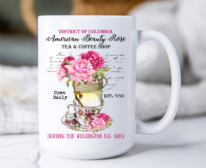 Washington DC State Flower American Beauty Coffee Mug