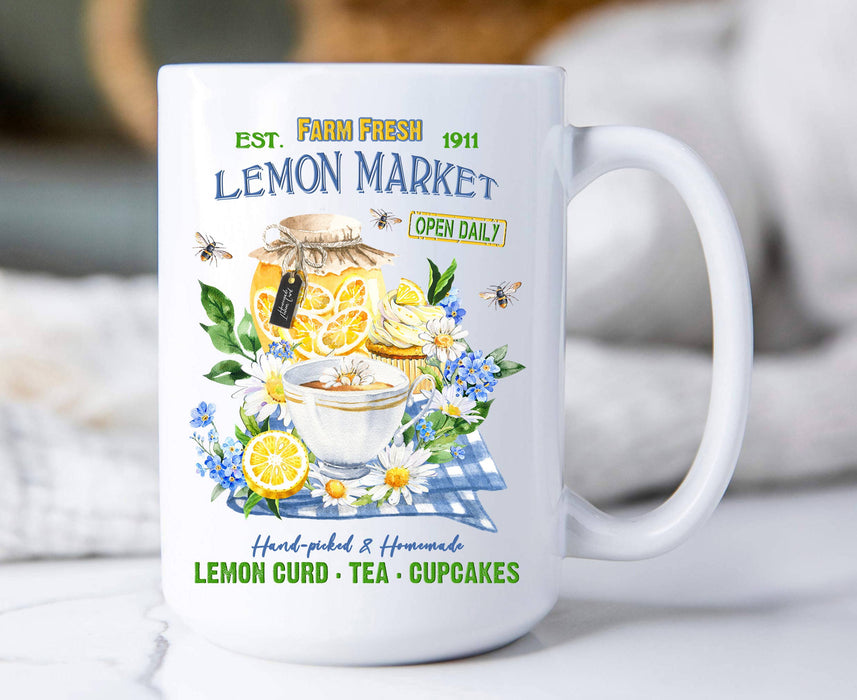 Farm Fresh Lemon Market Tea Cotton Coffee Mugs