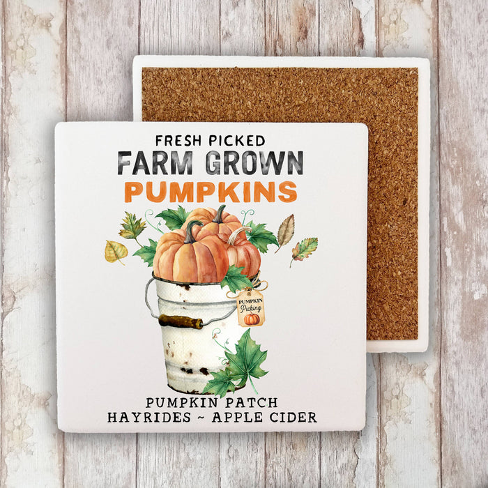 Fall Autumn Pumpkin Picking Farm Stone Coaster