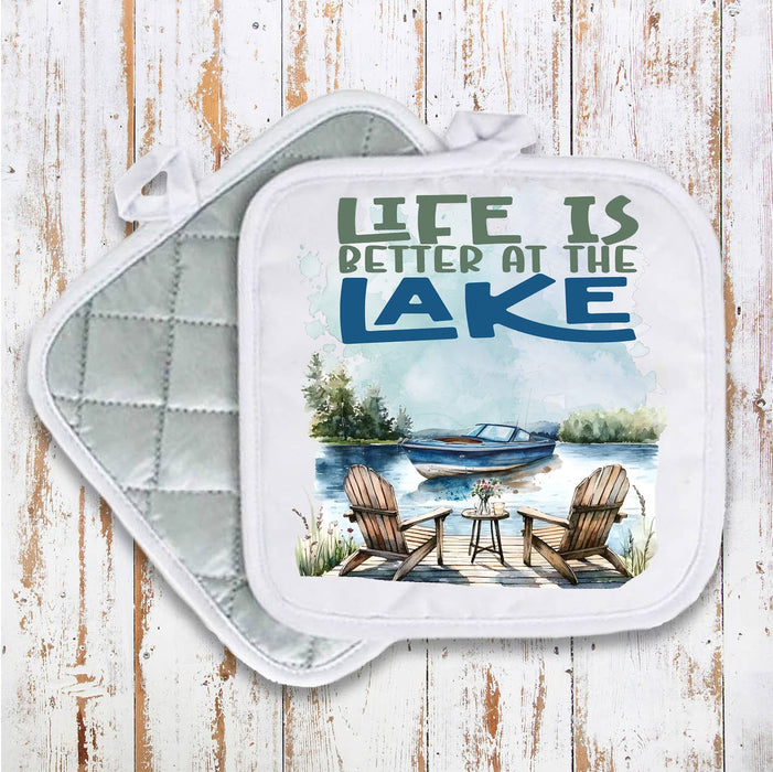 Life is better at the lake Pot Holder Oven Mitt