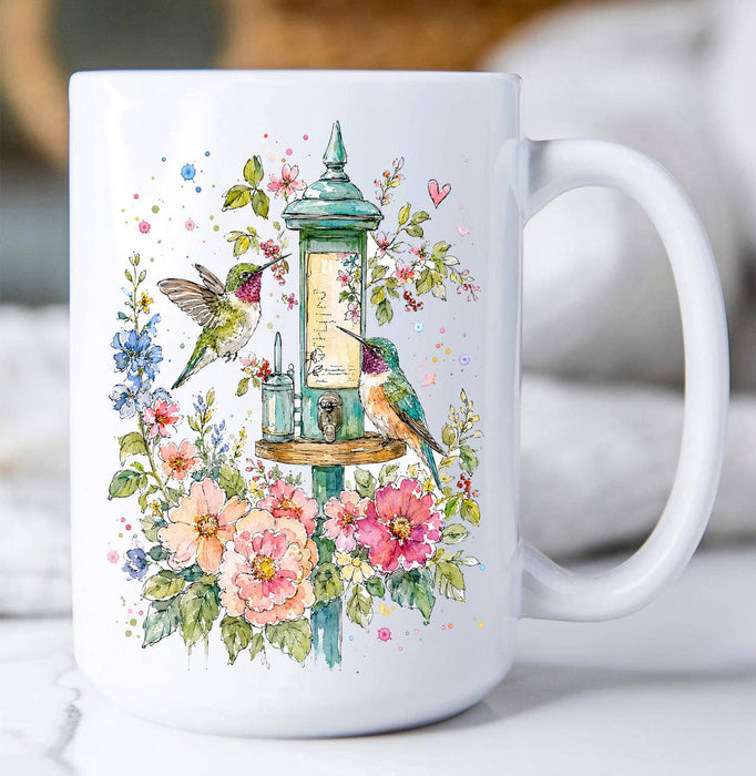 Spring Flowers Hummingbirds Coffee Mug