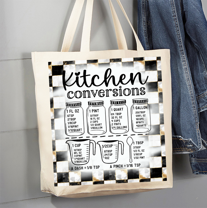 Checkered Kitchen Conversions Canvas Tote Bag