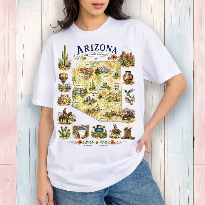 Arizona State Map Landmark T-Shirt