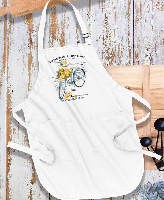 Vintage French Daisy Bicycle Shabby Chic Apron
