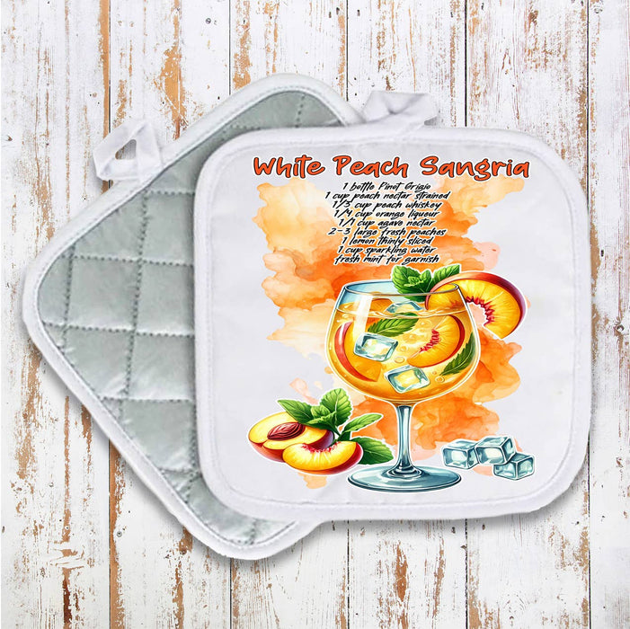 Summer Cocktail Peach Sangria Pot Holder Oven Mitt