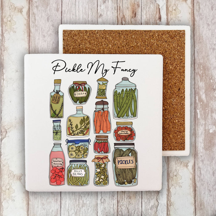 Pickle My Fancy Vintage Pickles  Stone Coaster