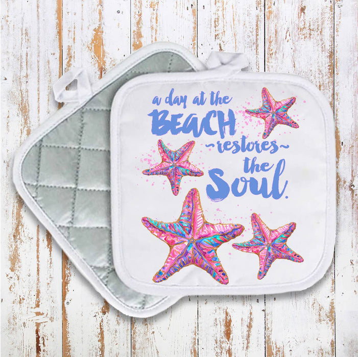 Day at beach restores Soul Starfish Pot Holder