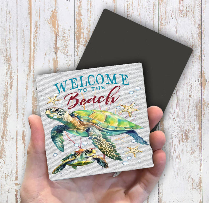 Coastal Sea Turtle Welcome to the Beach Magnet Fridge