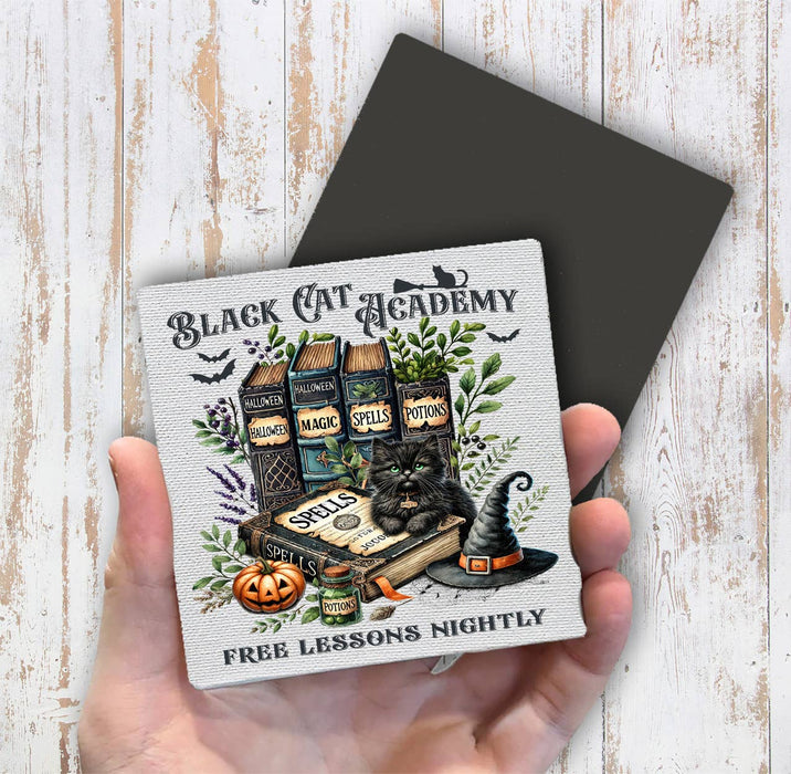 Black Cat Academy Books Magnet Fridge