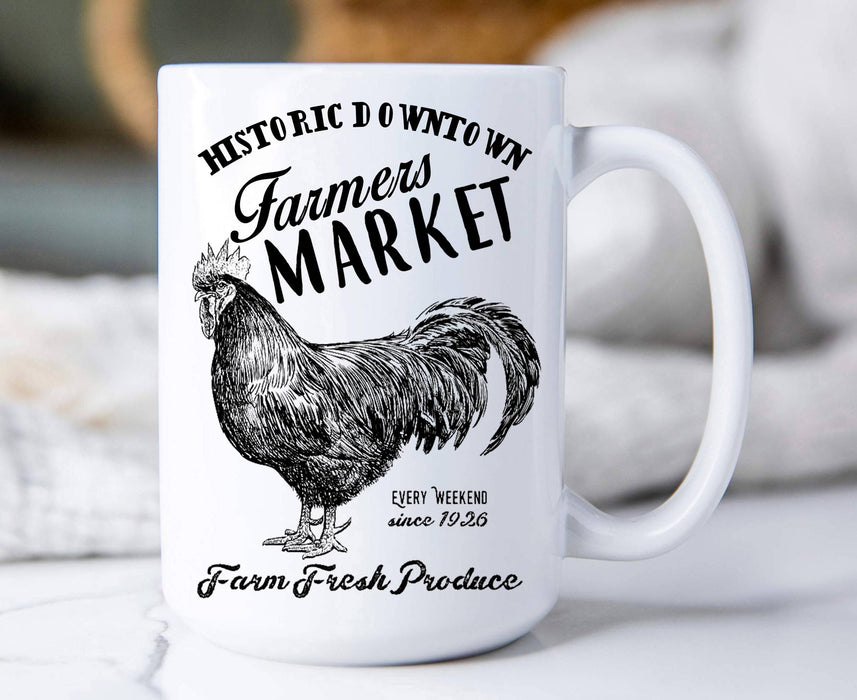 Farmers Market Fresh Produce Rooster Coffee Mug
