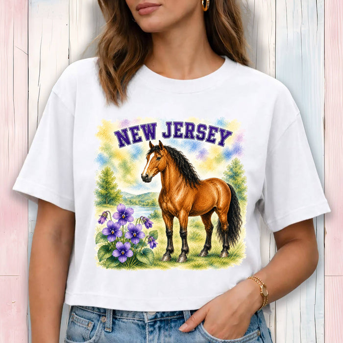 New Jersey State Bird and Animal Cropped T-Shirt