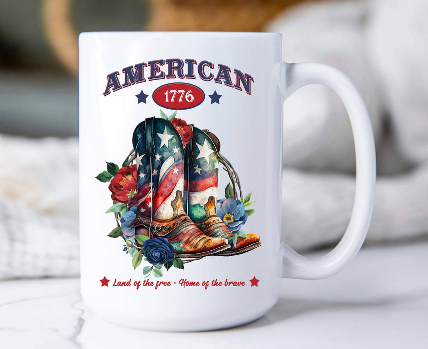 American Patriotic Western Cowboy Boots Coffee Mug