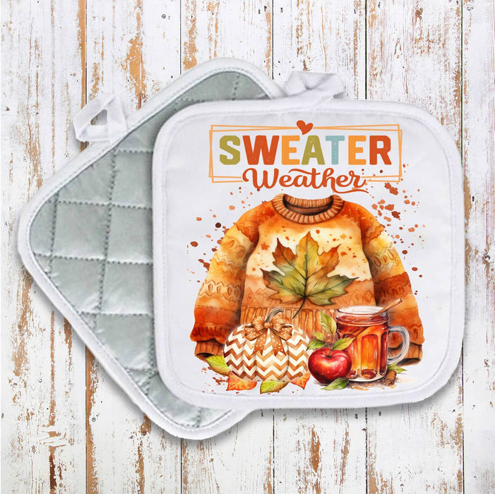 Fall Sweater Weather Pot Holder Oven Mitt