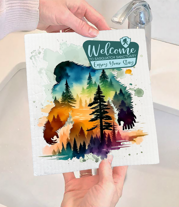 Sasquatch Sanctuary Big Foot Swedish Dishcloth