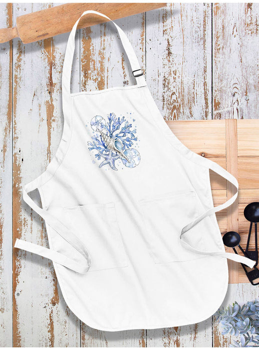 Coastal Blue Sand Dollar Sea Shells Apron