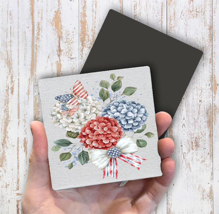 Patriotic Hydrangea Butterfly Magnet Fridge