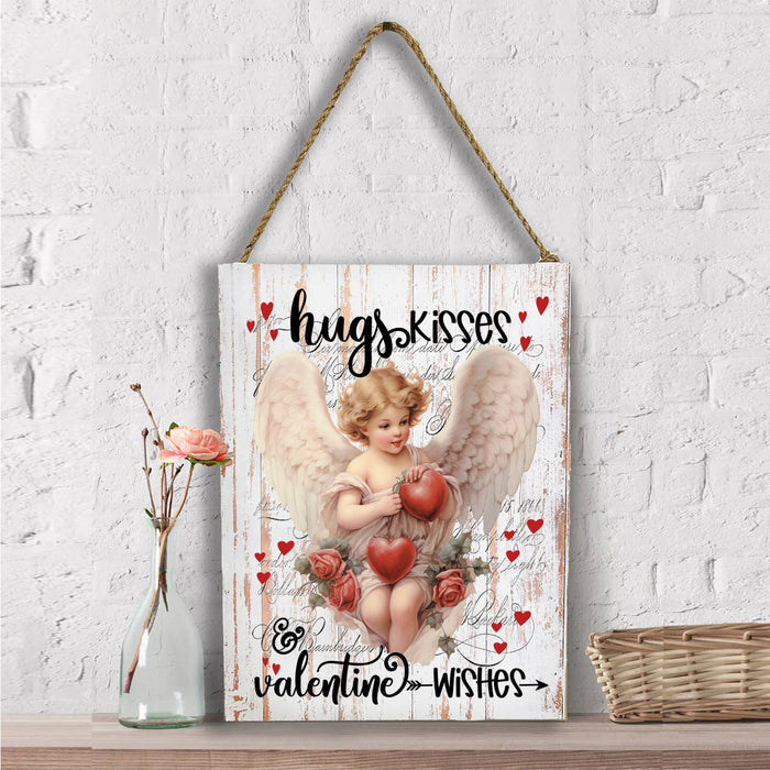 Vintage Angel Cupid Hugs Kisses Valentine Wall Decor