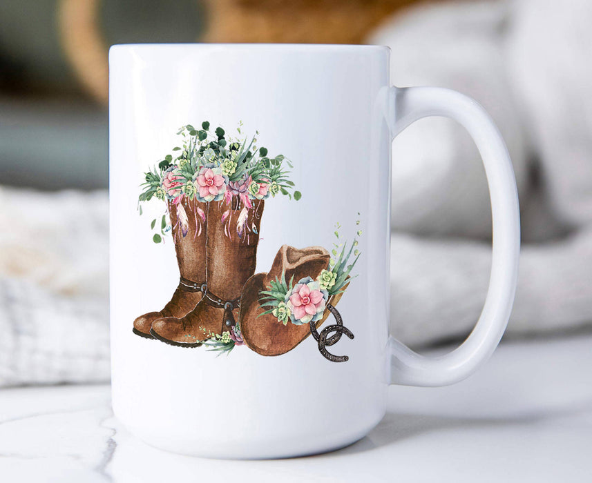 Western Cowboy Boots Flowers Southwestern Coffee Mug