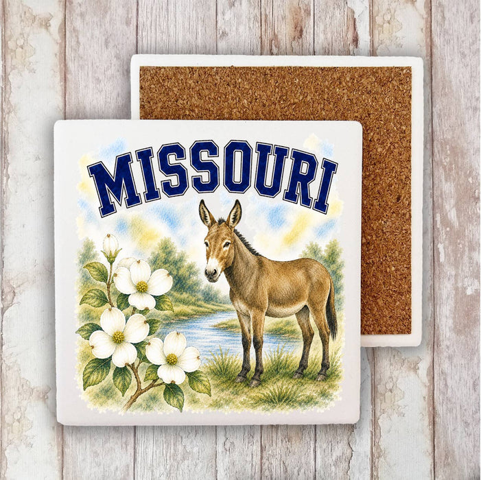 Missouri State Bird and Animal Stone Coaster