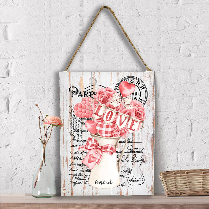 French Valentine Plaid Hearts  Wall Decor