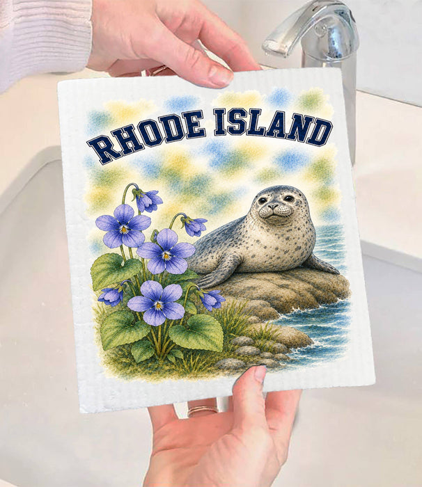 Rhode Island State Bird and Animal Swedish Dishcloth