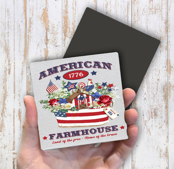 American Patriotic Farmhouse Flowers Magnet Fridge
