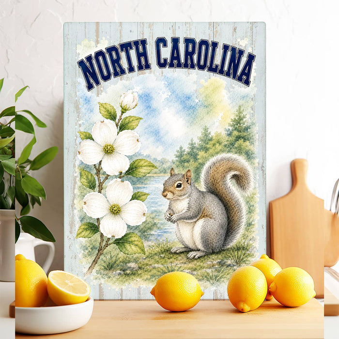 North Carolina State Bird and Animal Glass Cutting Board