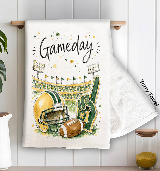 Gameday Football Gold & Green Kitchen Terry Towel