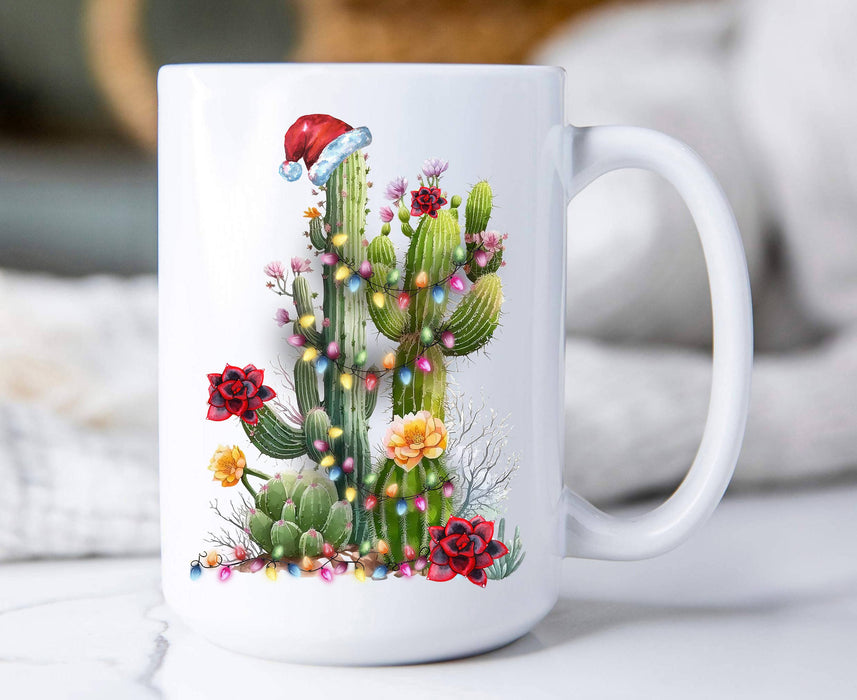 Christmas Saguaro Cactus Western Coffee Mug