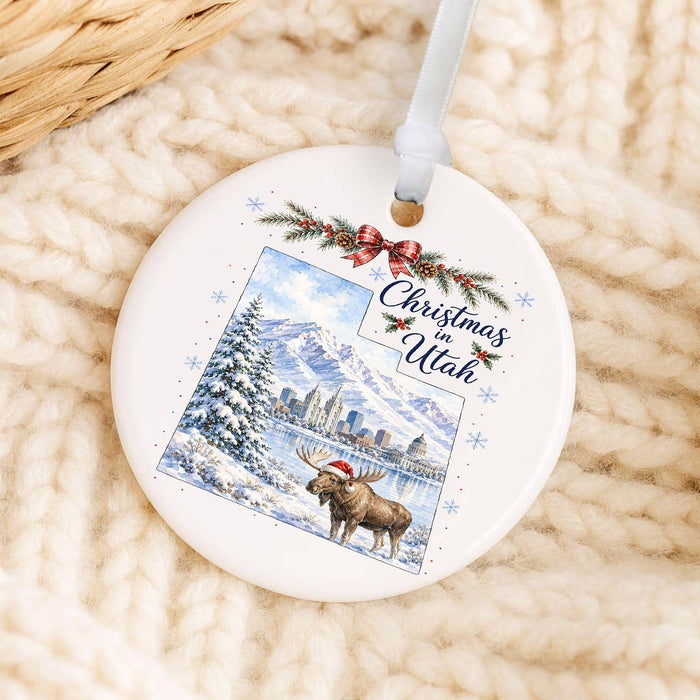 Christmas in Utah State Map Ornament