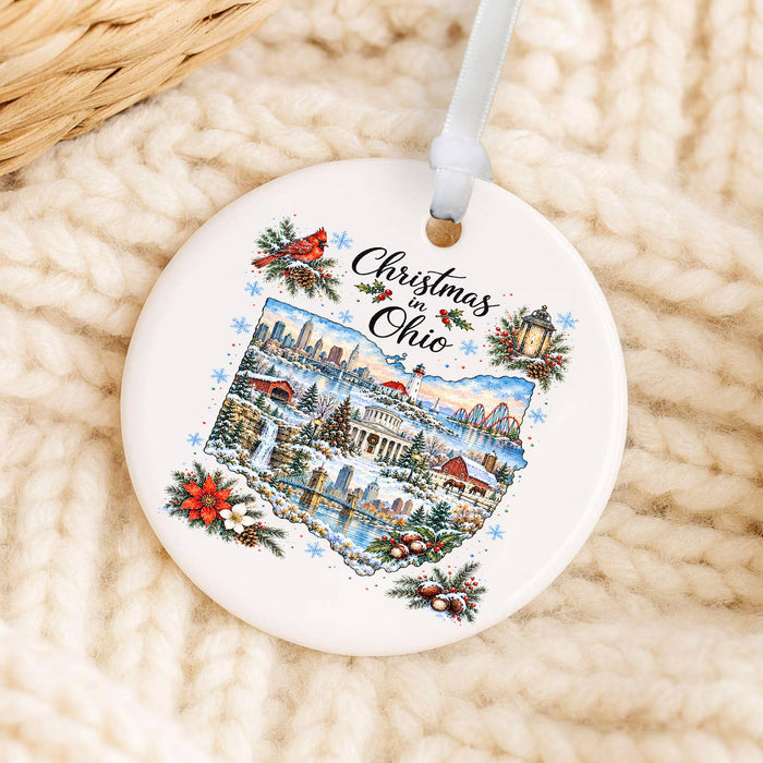 Christmas in Ohio State Map Ornament