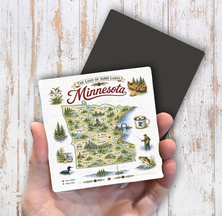 Minnesota State Map Landmark Magnet Fridge