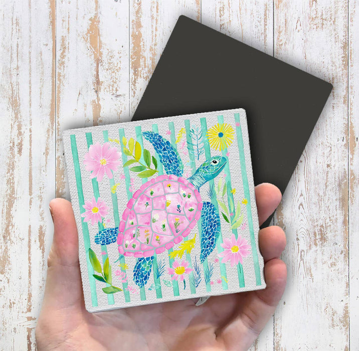 Coastal Sea Turtle Pastel Colors Magnet Fridge