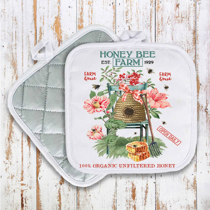 Spring Hony bee Farm Pot Holder Oven Mitt