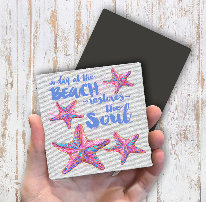 Day at beach restores Soul Starfish Magnet Fridge